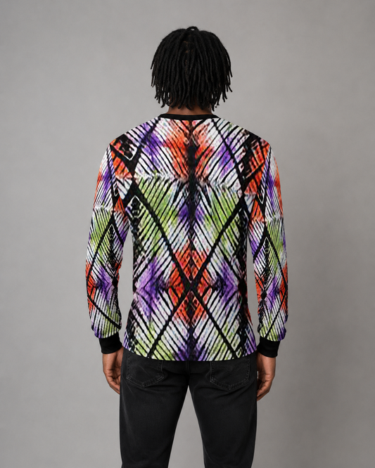 Men's Abstract Cross-Hatch Long Sleeve T-Shirt