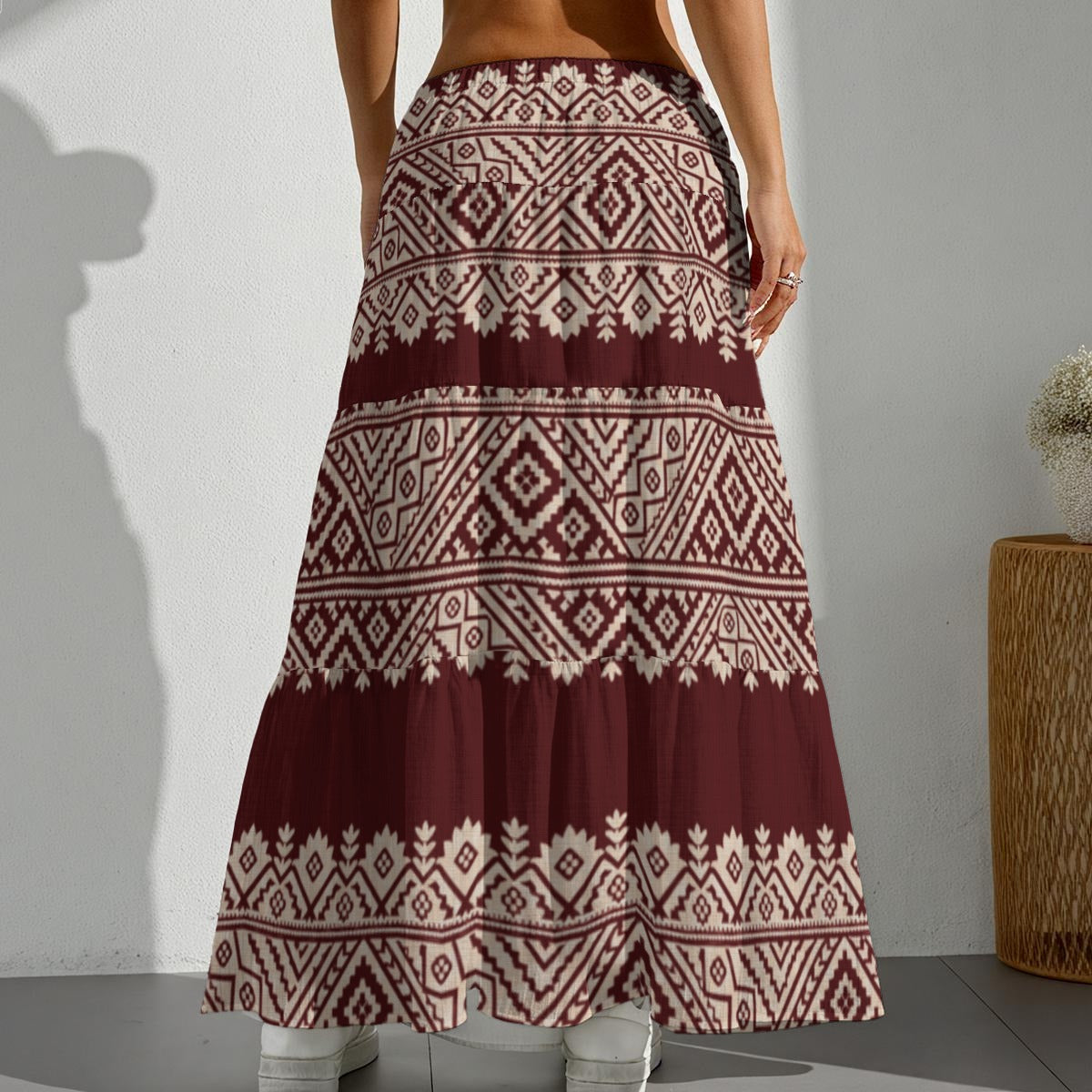All-Over Print Women's Pleated Long Skirt