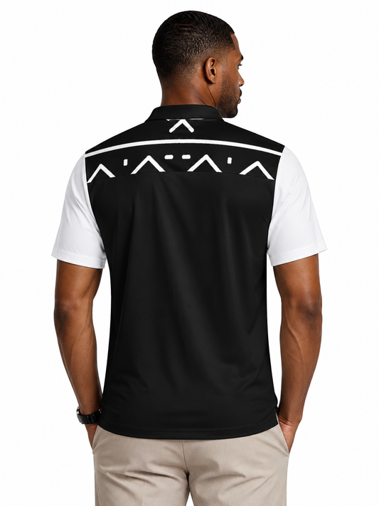 Mudcloth Print Cuban Collar Shirt — Men's Contrast Sleeve