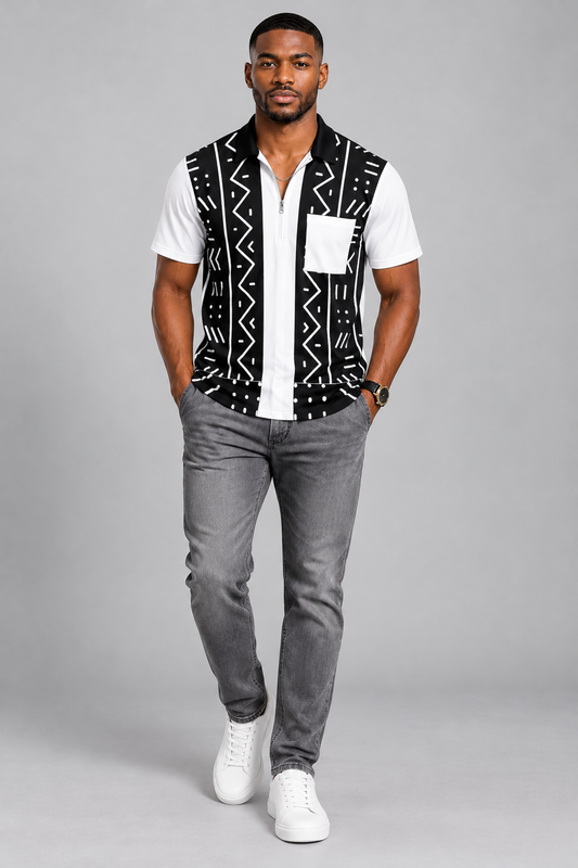 Men's Bogolan Quarter Zip Shirt
