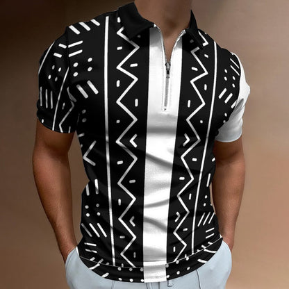 DTG 190gsm Cotton Zip Short Sleeve POLO Shirt for Men(All-Over Printing)