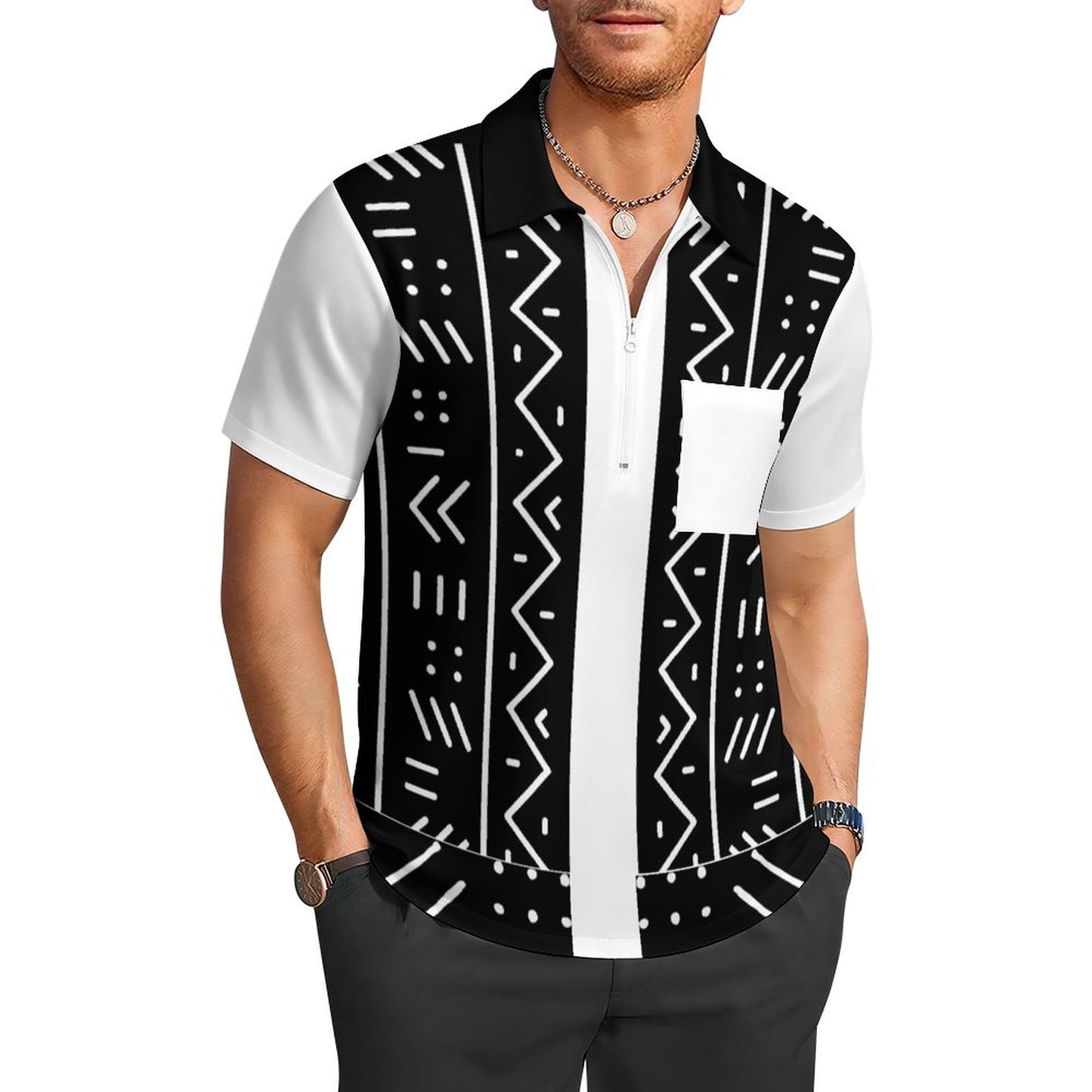 140gsm Half Zip Shirt with One Pocket(All-Over Printing)
