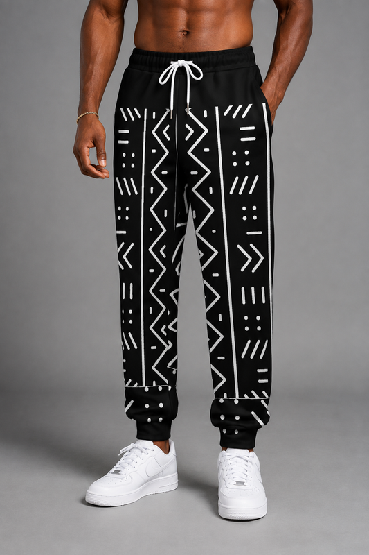 Mudcloth Print Men's Joggers — Cuffed, All-Over Print
