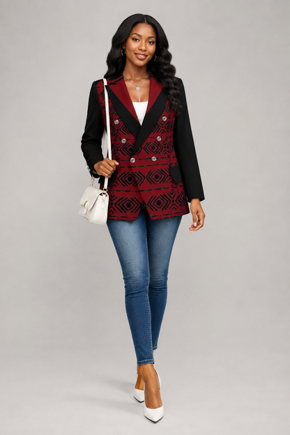 Women's Tribal Mudcloth Casual Blazer