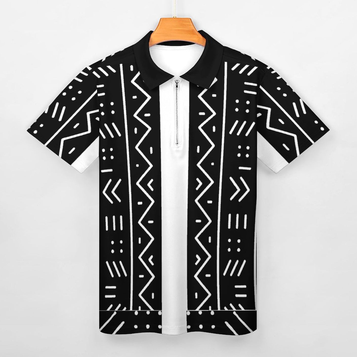 DTG 190gsm Cotton Zip Short Sleeve POLO Shirt for Men(All-Over Printing)