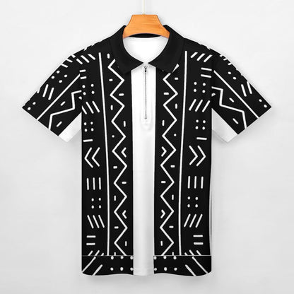 DTG 190gsm Cotton Zip Short Sleeve POLO Shirt for Men(All-Over Printing)