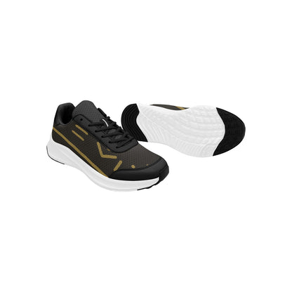 Men’s Mudguard Running Shoes — Black & Gold Print