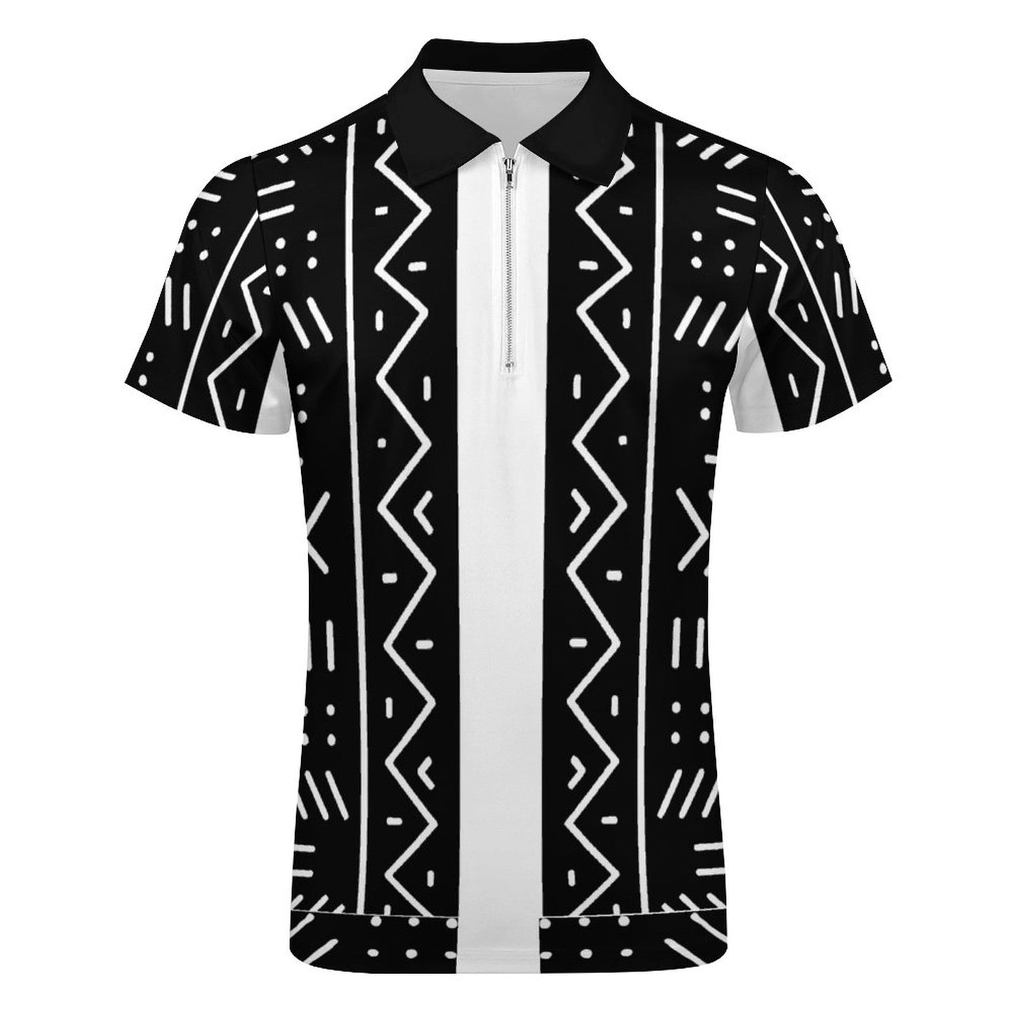 DTG 190gsm Cotton Zip Short Sleeve POLO Shirt for Men(All-Over Printing)
