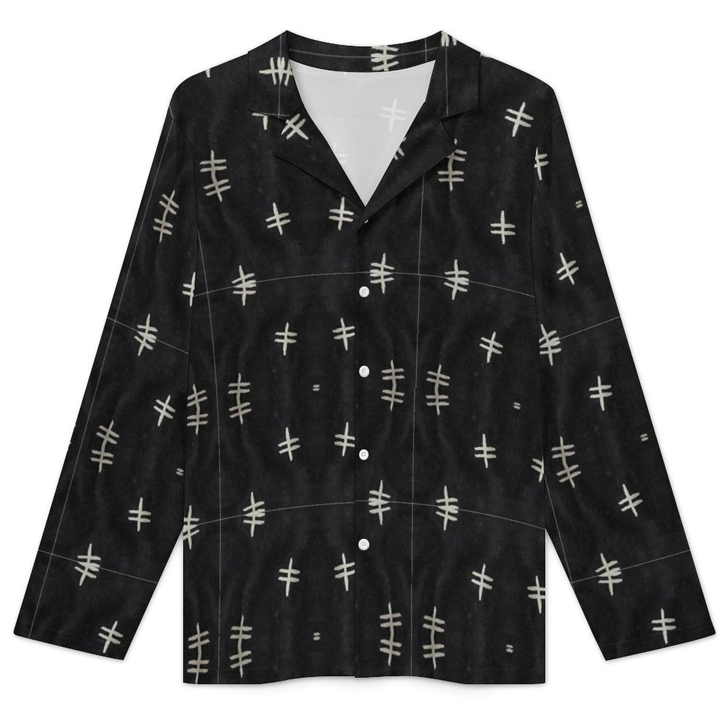 Bogolan Men's Long-Sleeve Pajama Set – African Mud Cloth Luxury Loungewear-180gsm