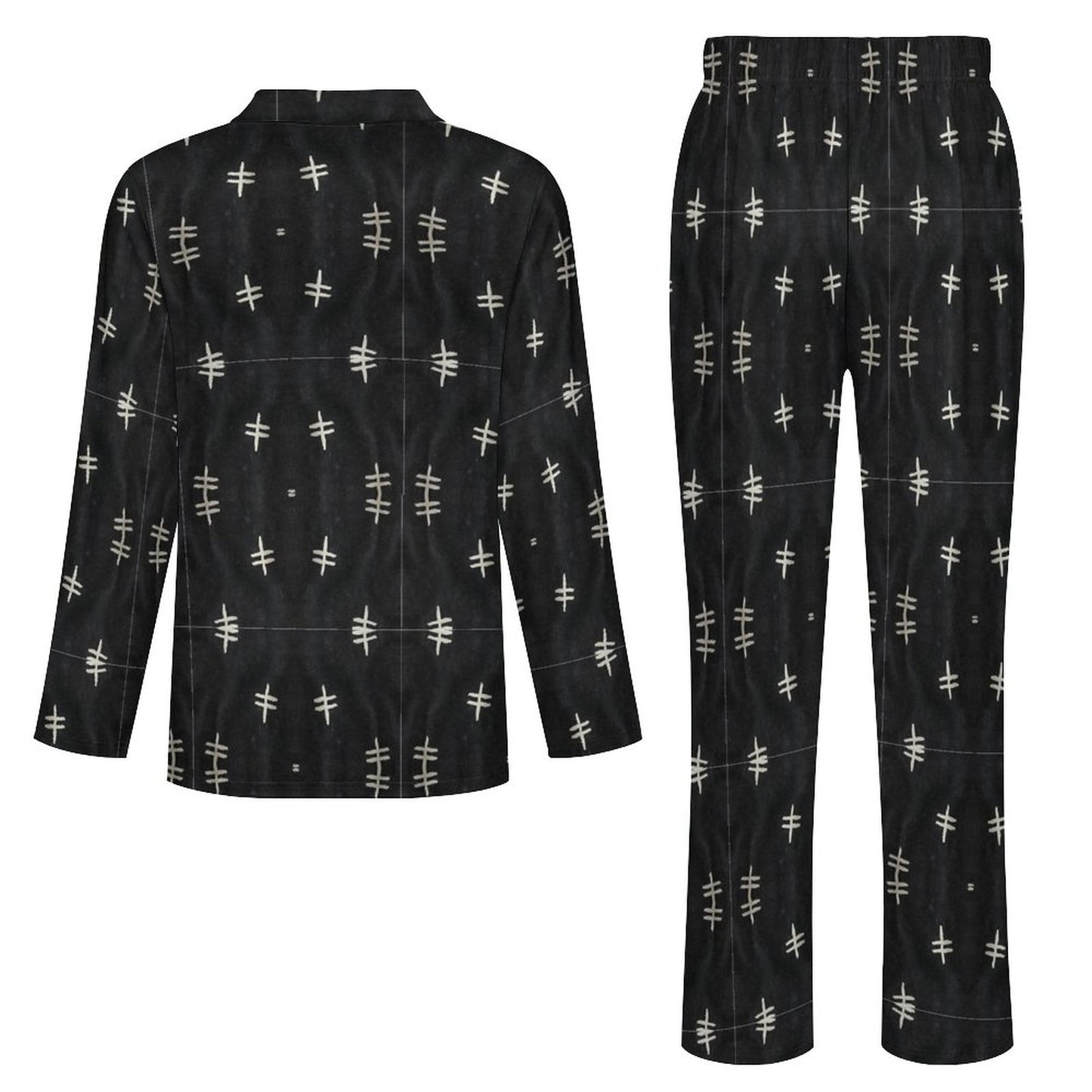 Bogolan Men's Long-Sleeve Pajama Set – African Mud Cloth Luxury Loungewear-180gsm