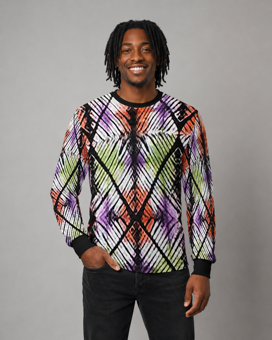 Men's Abstract Cross-Hatch Long Sleeve T-Shirt