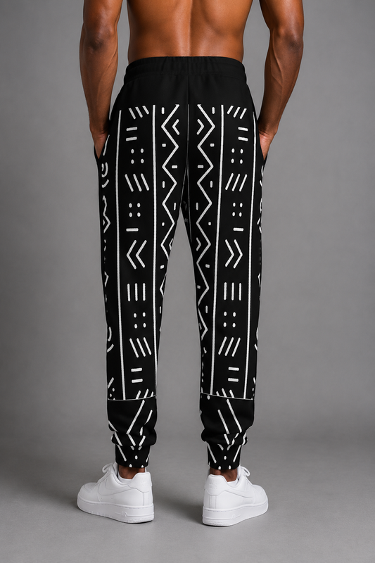 Mudcloth Print Men's Joggers — Cuffed, All-Over Print