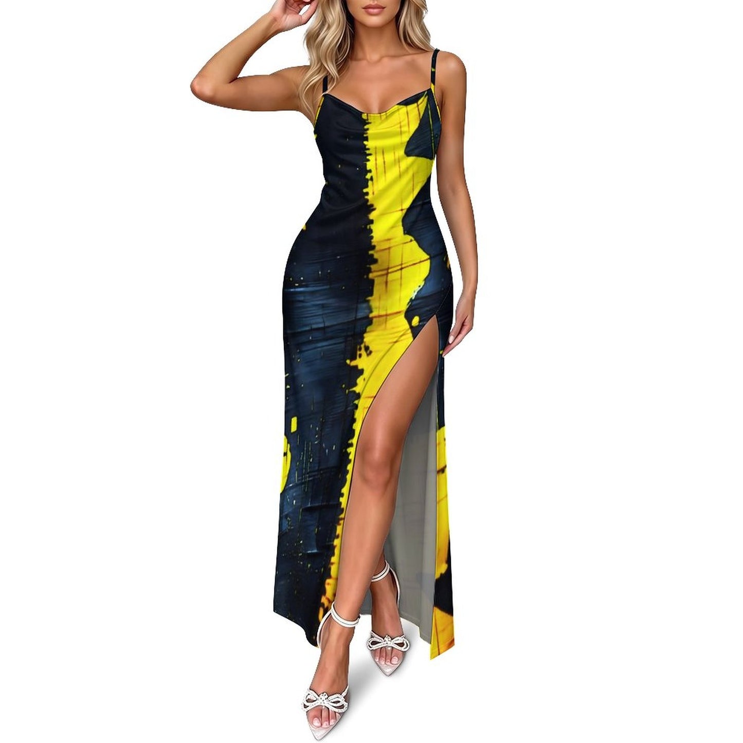 Tribal Print Women's Camisole Slit Dress | Afrocentric Maxi Dress | BasilioAfrik