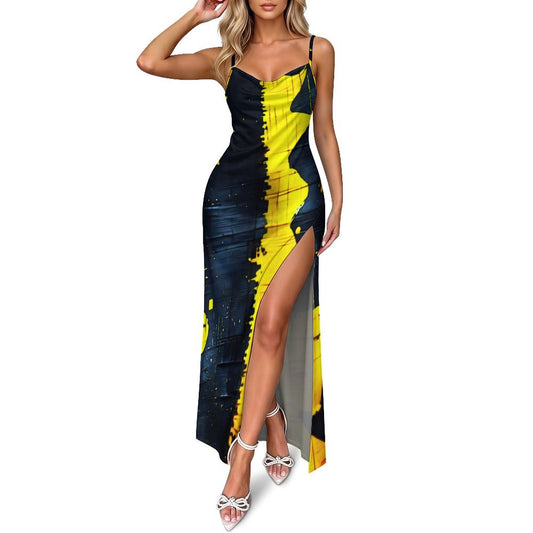 Tribal Print Women's Camisole Slit Dress | Afrocentric Maxi Dress | BasilioAfrik