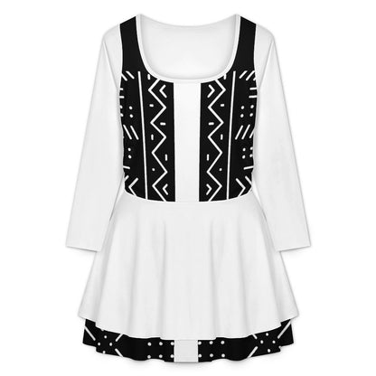 200gsm Women’s Square Neckline Ruffle Dress(All-Over Printing)