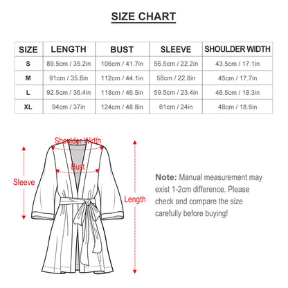Bogolan Ascent Kimono Robe | Terracotta & Black Long Sleeve Belted Nightdress