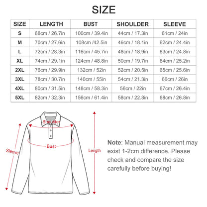 Men's Long Sleeve Sports Polo — Kente-Pattern Trim, Black