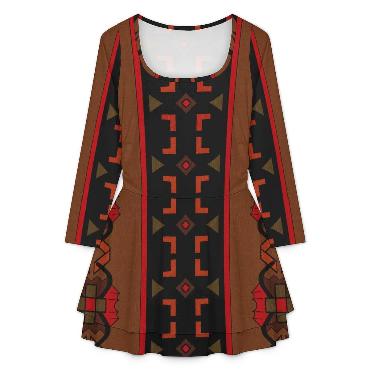 200gsm Women’s Square Neckline Ruffle Dress(All-Over Printing)