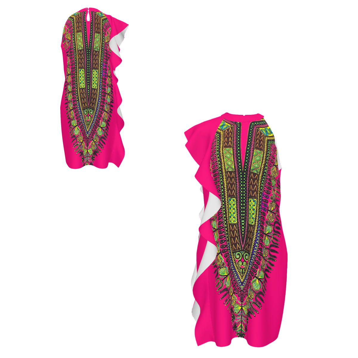 Dashiki Panel Cascading Ruffle Maxi Dress — Basilioafrik