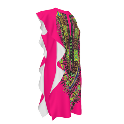 Dashiki Panel Cascading Ruffle Maxi Dress — Basilioafrik