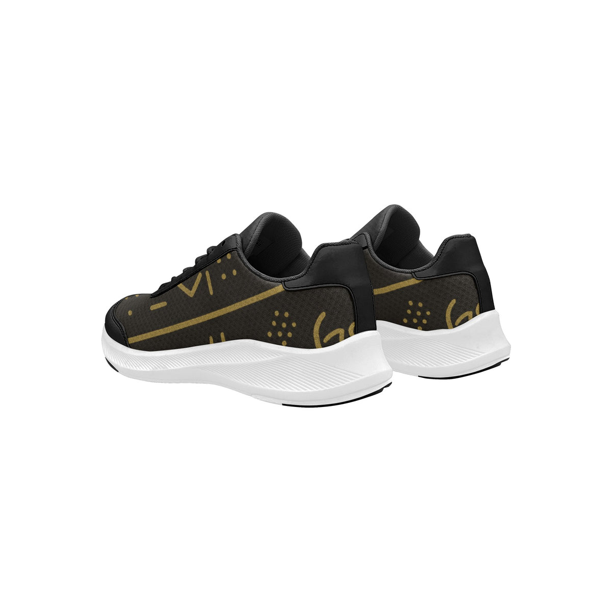 Women's Mudguard Running Shoes — Black & Gold Print