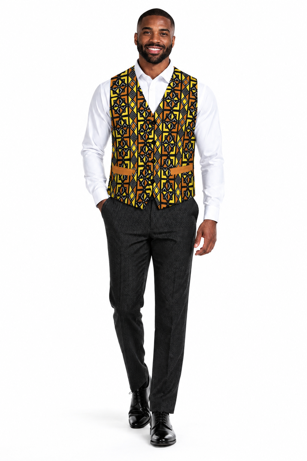 Kente Ascent Suit Vest — Men's Tailored Waistcoat