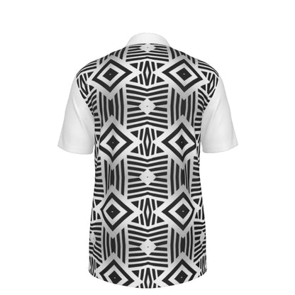 Bogolan Print Men's Polo Collar Jersey