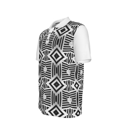 Bogolan Print Men's Polo Collar Jersey