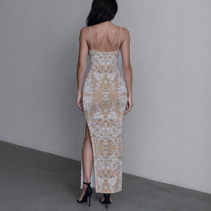 All-Over Print Women's Long Dress with Slit