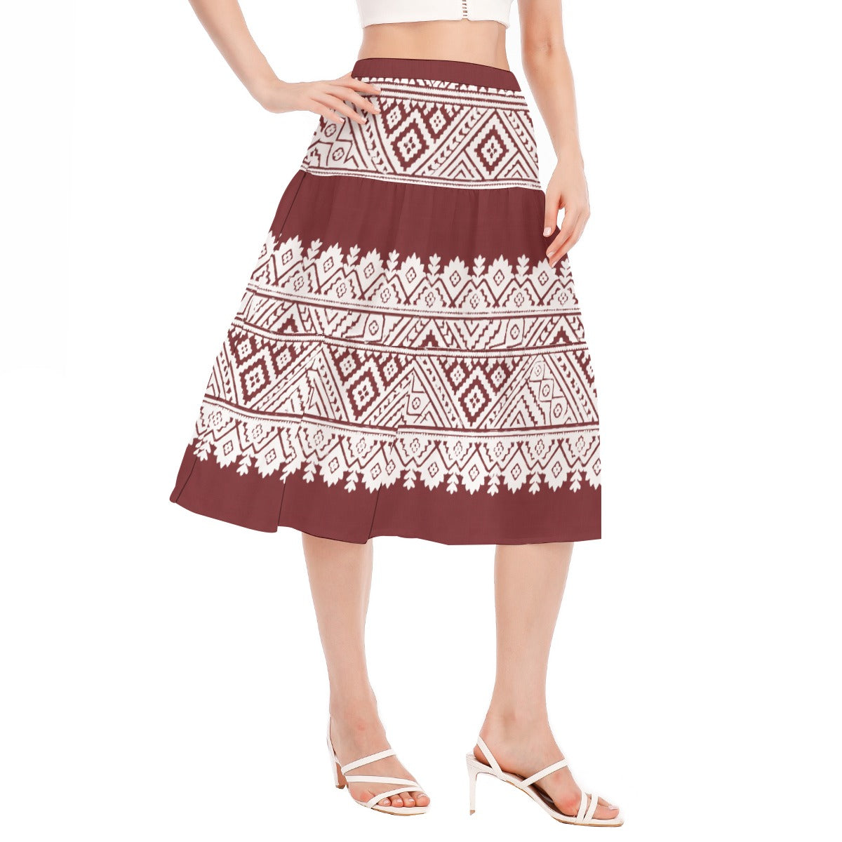 All-Over Print Women's Stitched Pleated Chiffon Skirt