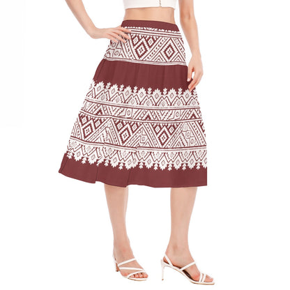 All-Over Print Women's Stitched Pleated Chiffon Skirt