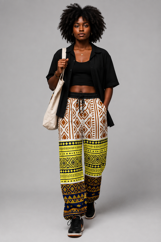Unisex Wide Leg Pants — Tribal Print, Interlock