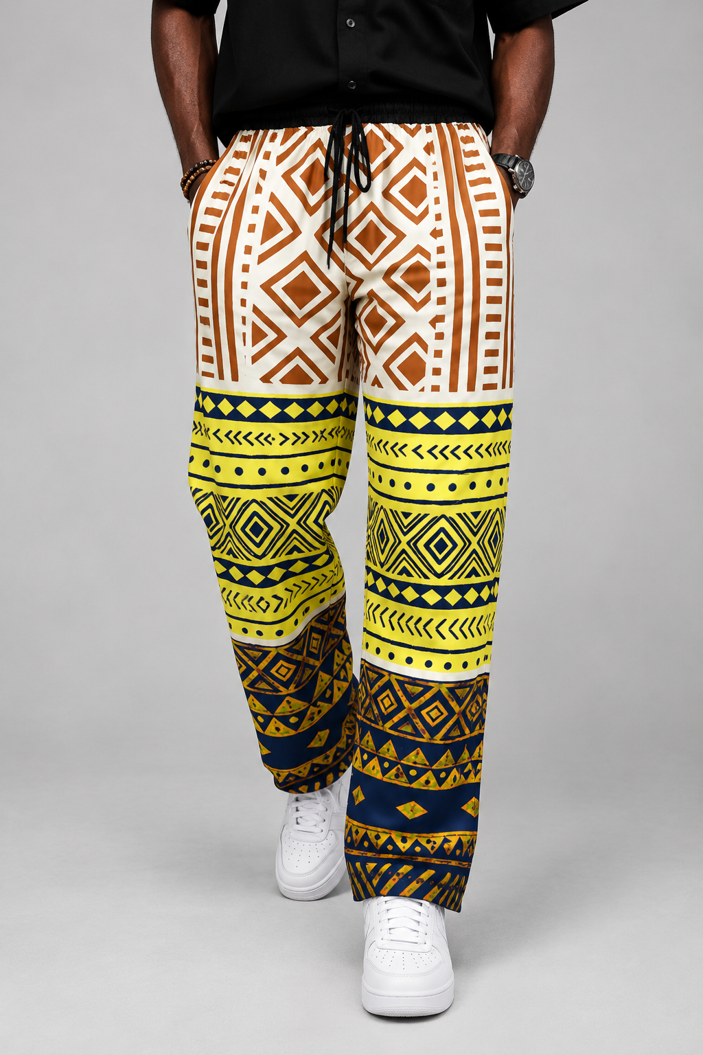 Unisex Wide Leg Pants — Tribal Print, Interlock