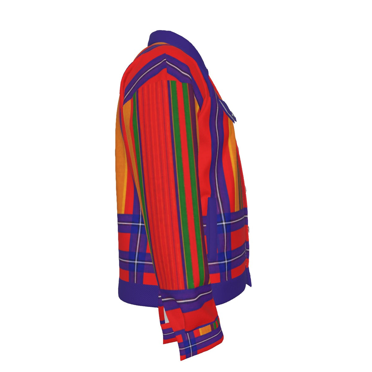Bold Massai Shuka Inspired Striped Trucker Jacket — Men’s Cotton Canvas