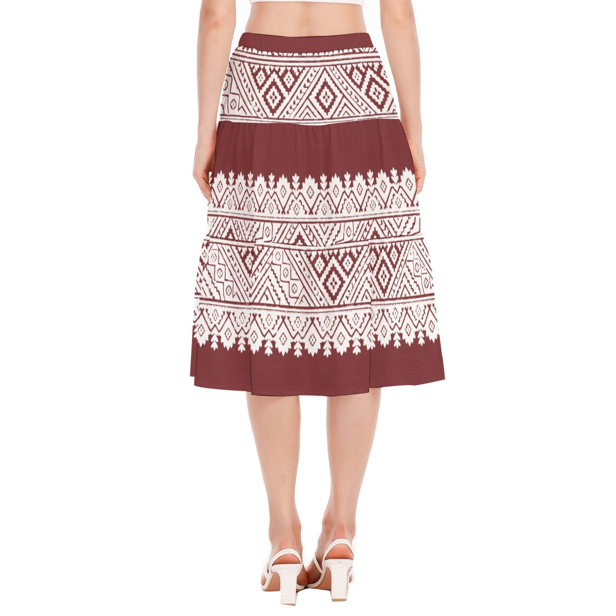 All-Over Print Women's Stitched Pleated Chiffon Skirt