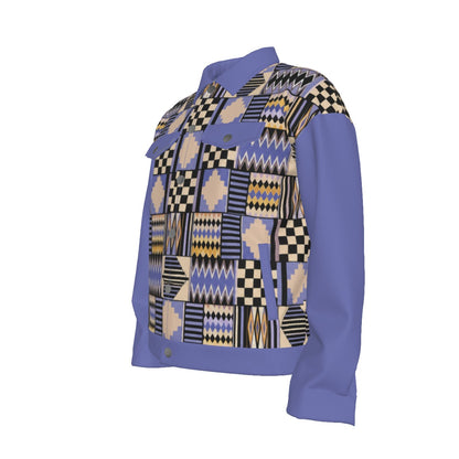 Authentic Kente Print Unisex Lapel Heritage Cotton Jacket | 245GSM Cotton