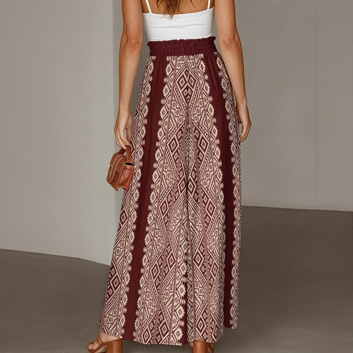 All-Over Print Women's Ruffled Wide-Leg Pants