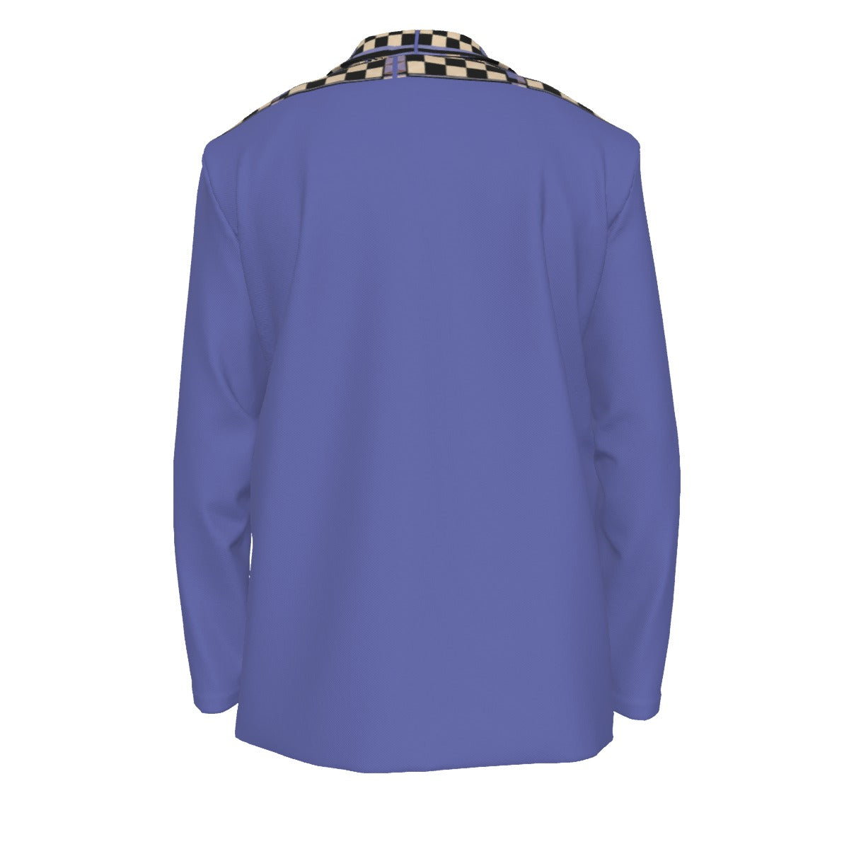 Men's Heritage Print Flat Lapel Collar Blazer — Periwinkle Kente-Trim — 245GSM Cotton