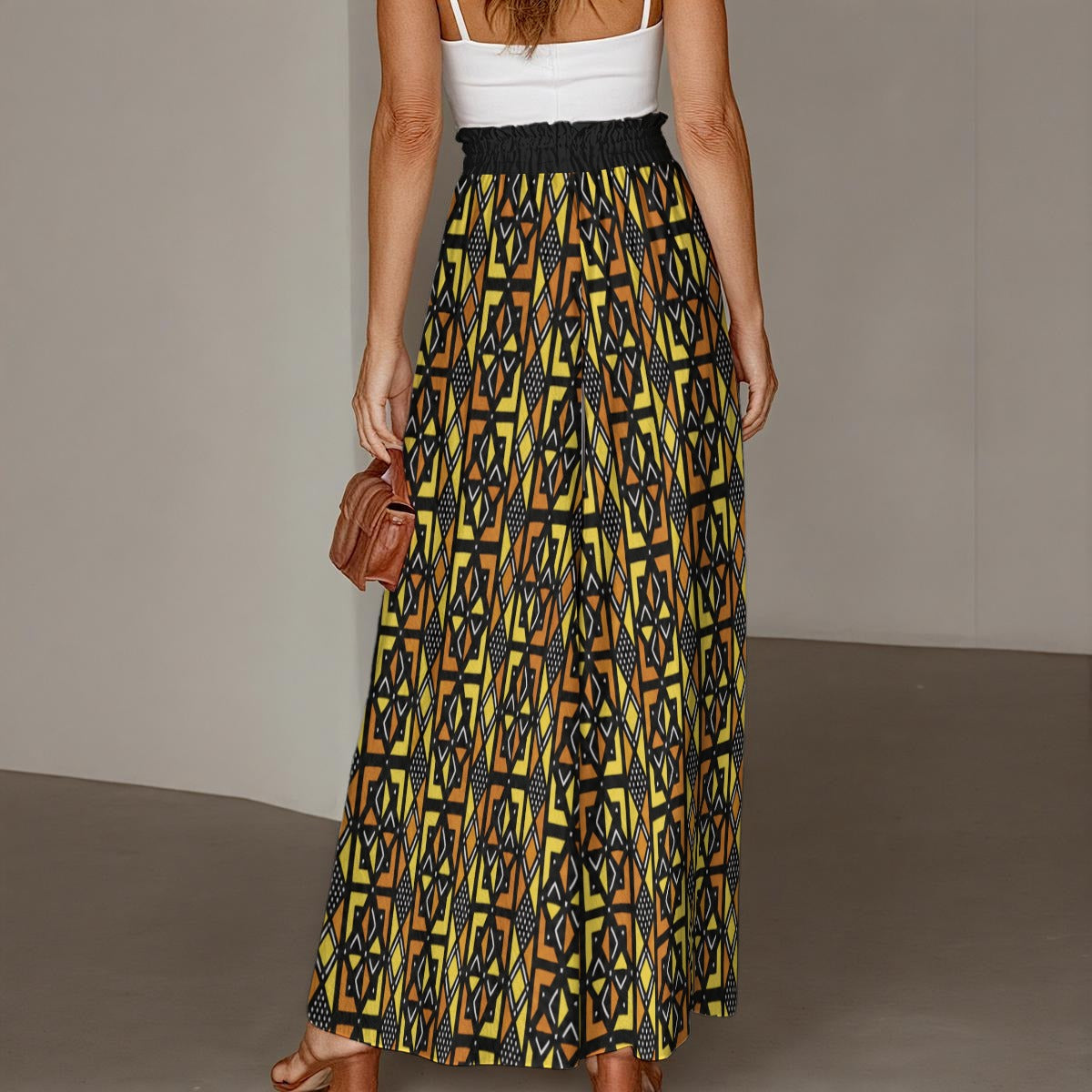 All-Over Print Women's Ruffled Wide-Leg Pants