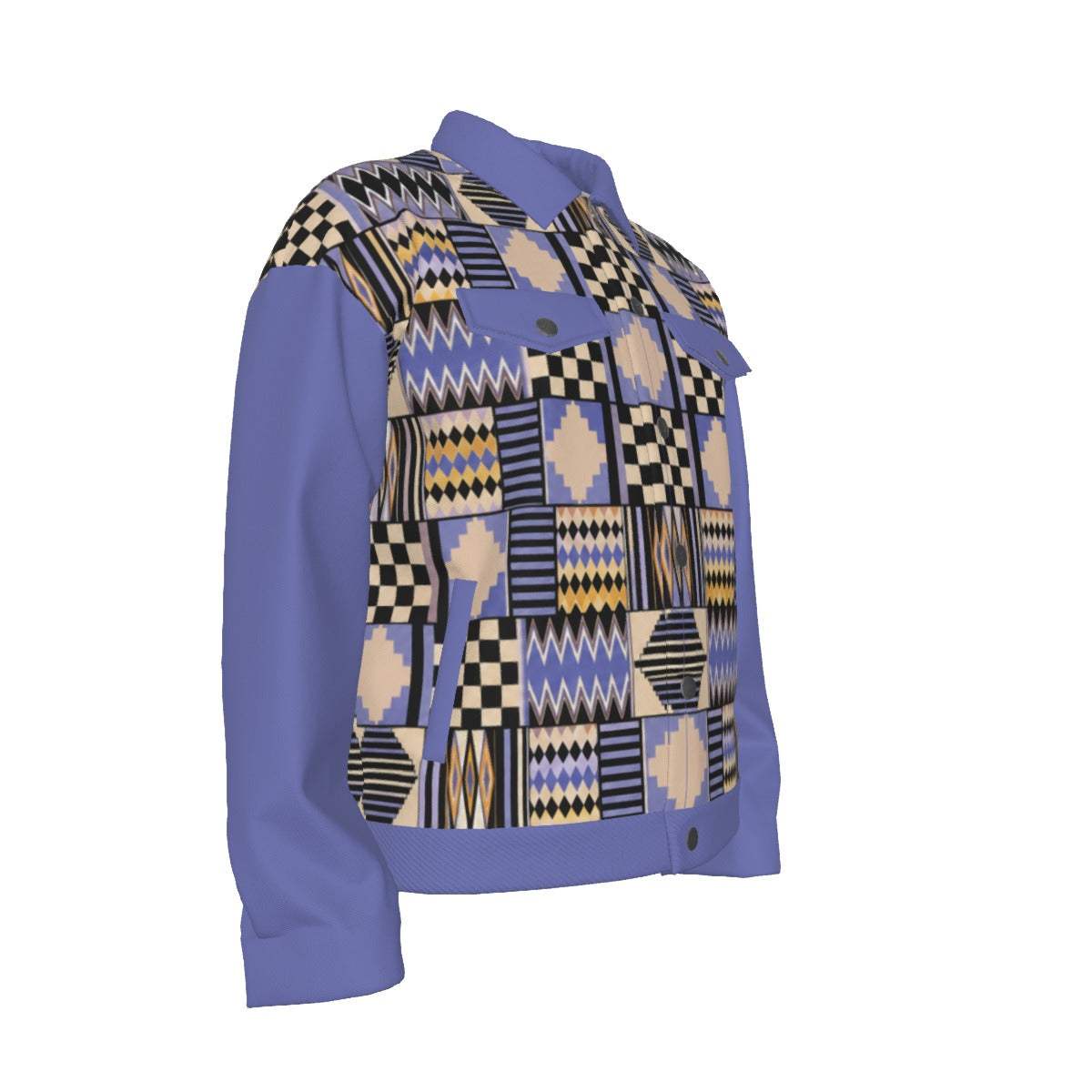 Authentic Kente Print Unisex Lapel Heritage Cotton Jacket | 245GSM Cotton