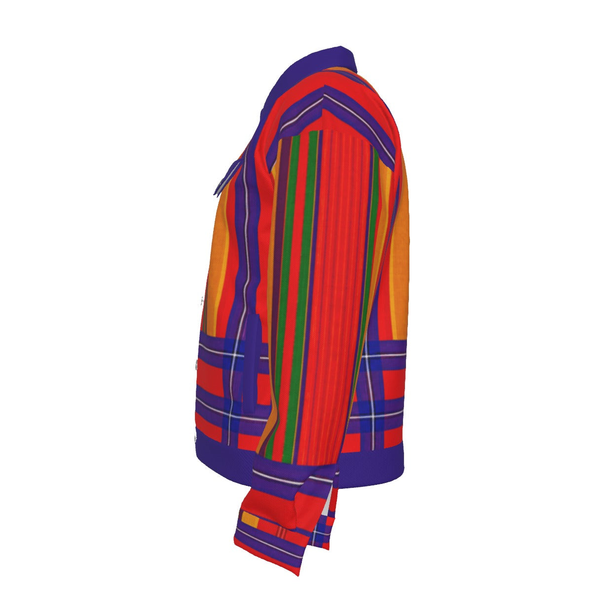 Bold Massai Shuka Inspired Striped Trucker Jacket — Men’s Cotton Canvas