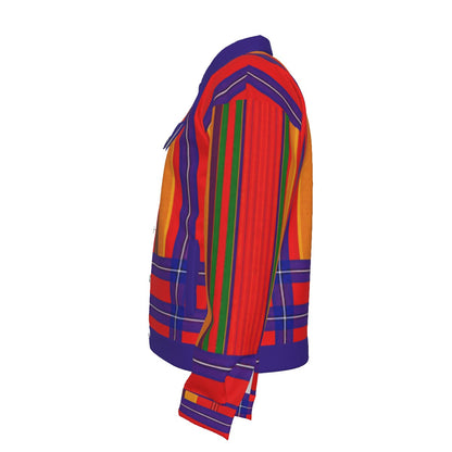 Bold Massai Shuka Inspired Striped Trucker Jacket — Men’s Cotton Canvas
