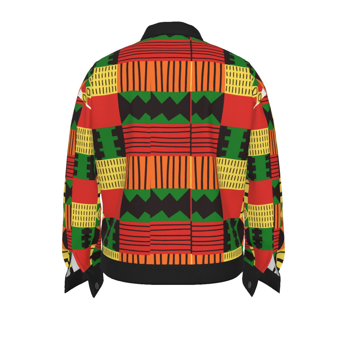 Colorful Kente Heritage Cotton Jacket for Men – African Print Button-Up Lapel Jacket