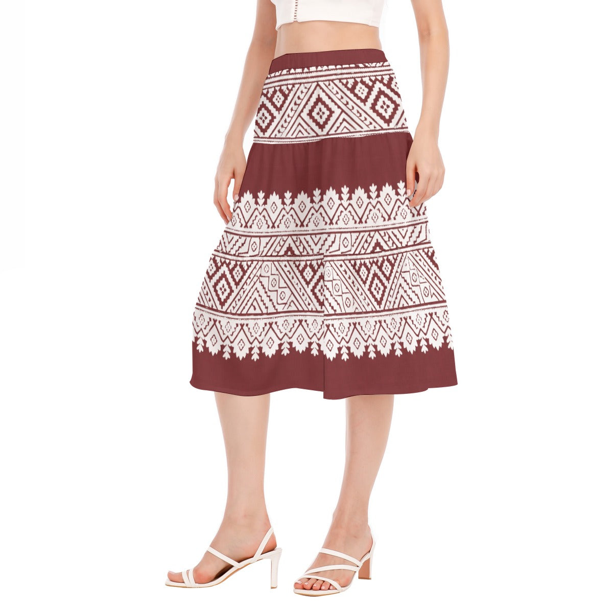 All-Over Print Women's Stitched Pleated Chiffon Skirt