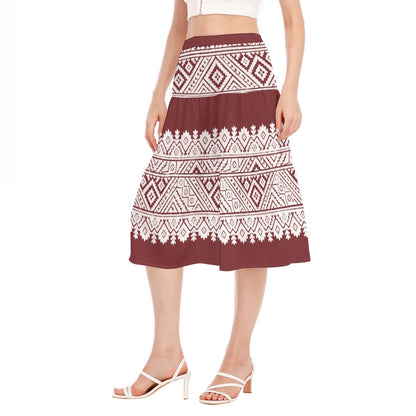 All-Over Print Women's Stitched Pleated Chiffon Skirt