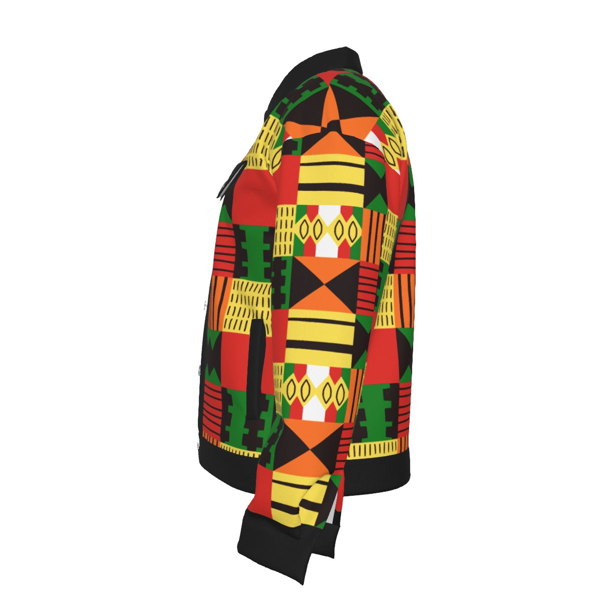 Colorful Kente Heritage Cotton Jacket for Men – African Print Button-Up Lapel Jacket
