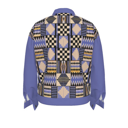 Authentic Kente Print Unisex Lapel Heritage Cotton Jacket | 245GSM Cotton
