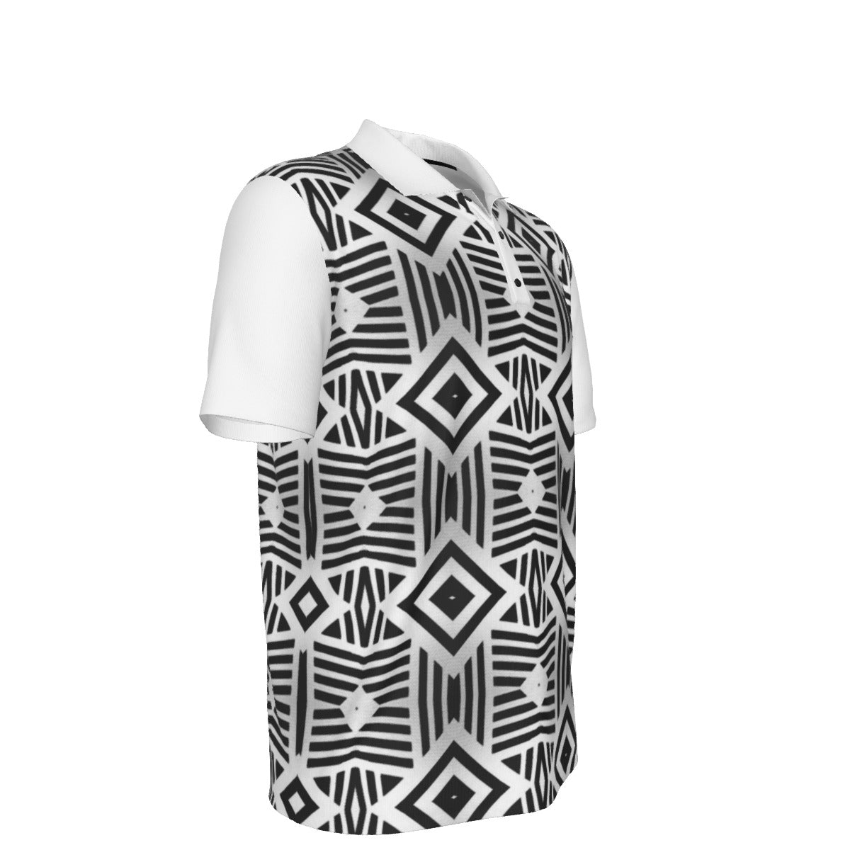 Bogolan Print Men's Polo Collar Jersey