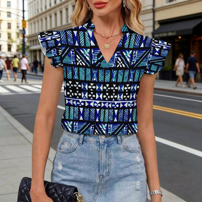 200gsm Ruffled V Neck Shirt (All-Over Printing)