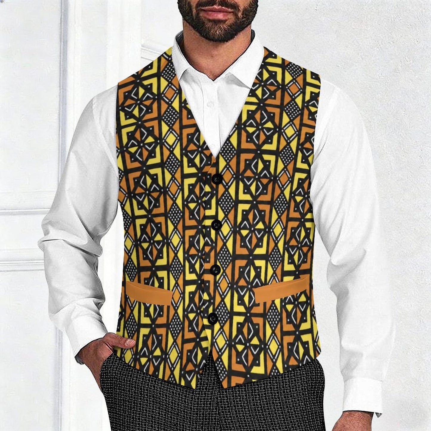 260gsm Kente Ascent Suit Vest for Men